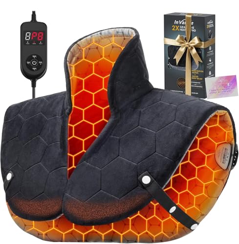 InVarme Neck and Shoulder Heating Pad: 2X Graphene Extra Hot Max 160℉ for Faster Deeper Pain...