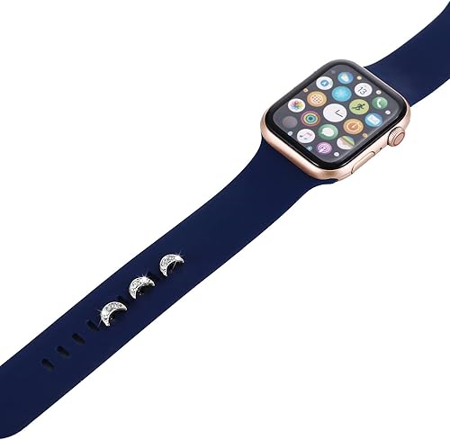 Miniatura 9 de 3 piezas de clavos decorativos de metal brillante compatibles con Apple Watch Band 45444241401.496 in bandas de silicona para mujeres iWatch Series