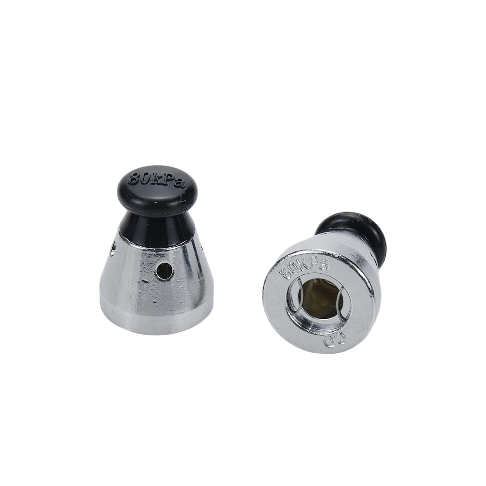 2 válvulas de alivio de olla a presión, válvula de jigger universal de olla a presión con varilla de escape, silbato para control de presión de peso, regulador de seguridad de 80 KPA, diseño 9