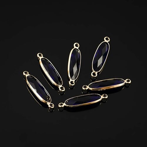 Miniatura 3 de 5 piezas de Adabele grado A septiembre zafiro azul piedra natal Conector Enlace joyería hallazgos 0.827 in largo chapado en oro cuentas de diamantes