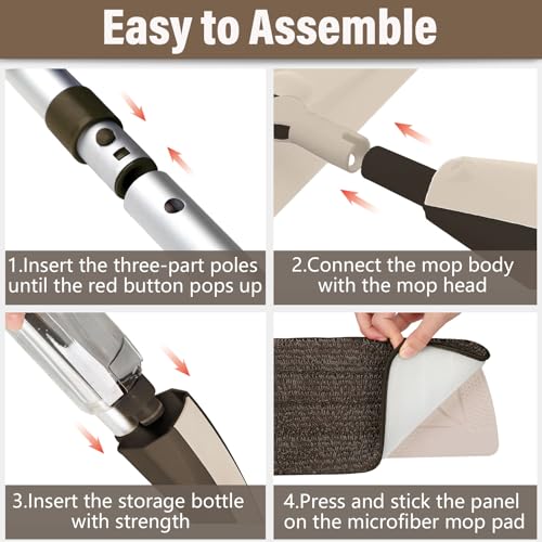 Image of Wet Spray Mop for Floor Cleaning with 14 oz Bottle & 3 Microfiber Pads | Refillable bottle, washable pads, dry /wet use for home or commercial cleaning on hardwood, laminate, wood & ceramic floors