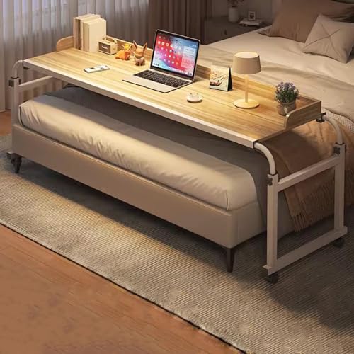 Mesa de cama con ruedas, estación de trabajo móvil de altura ajustable, bandeja de comida para laptop, mesa de pie versátil para uso sobre la cama