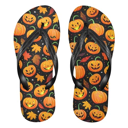 Burbuja Orange Pumpkins Flip Flops for Women Men, Soft Thong Sandals Rubber Slippers for Pool Beach Essentials