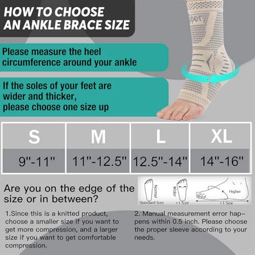 Image of INDEEMAX Copper Infused Ankle Brace for Sprained Ankle, Ankle Compression Sleeve Ankle Support for Women & Men, Achilles Tendonitis Brace, Skin Silver, S
