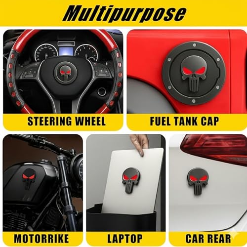 Image of DETACHI Car Logo Danger Emblem 3D Metal Car Badges Emblems Logo-7.7 X 7.7cm-Black & Red Trunk Rear Fender compataibe with Tailgate Side Sticker Badge Decals Waterproof Self-Adhesive Non Rusting