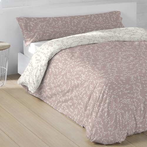 LEBENGOOD Juego de Funda Nórdica 50% Algodón para Cama 135x190/200 con 1 Funda Almohada Funda y 1 de Edredón Colcha Sábana. Juego de Ropa Cama (F.Elsio Rosado 135)