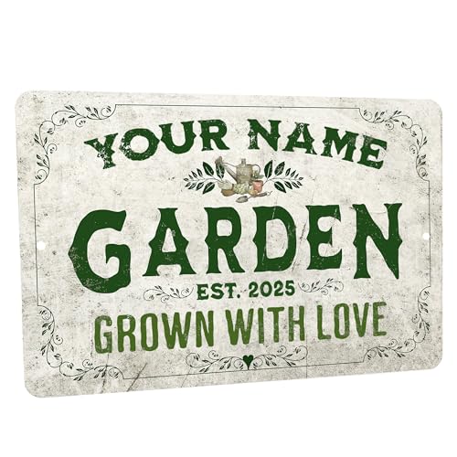 Personalized Garden Sign, Rustic metal outdoor Home Decor