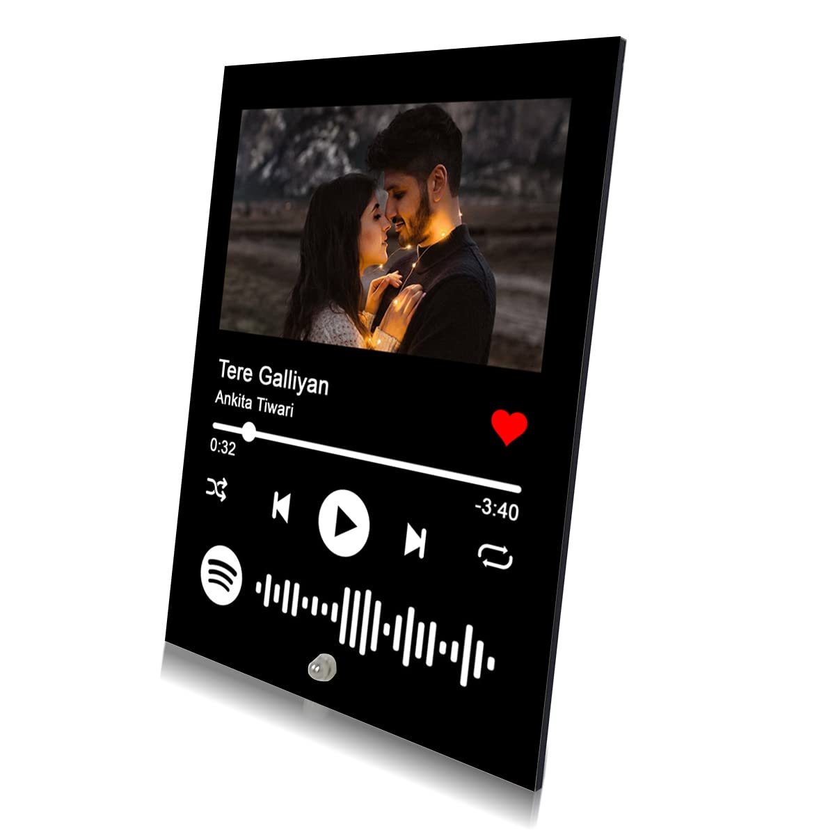 SKYTRENDS Customized Photo and song Spotify Plaque With Steel Removable Stand | Personalized Printed Frame with scannable code | Gift | Birthday | Anniversary (Black, Acrylic, 7 X 5 Inches)