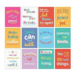Carson Dellosa 12-Piece Growth Mindset 8.5″x 11” Positive Quote Wall Poster Set, Motivational Posters for Classroom Bulletin Board, Inspirational Wall Decor, Classroom Decoration