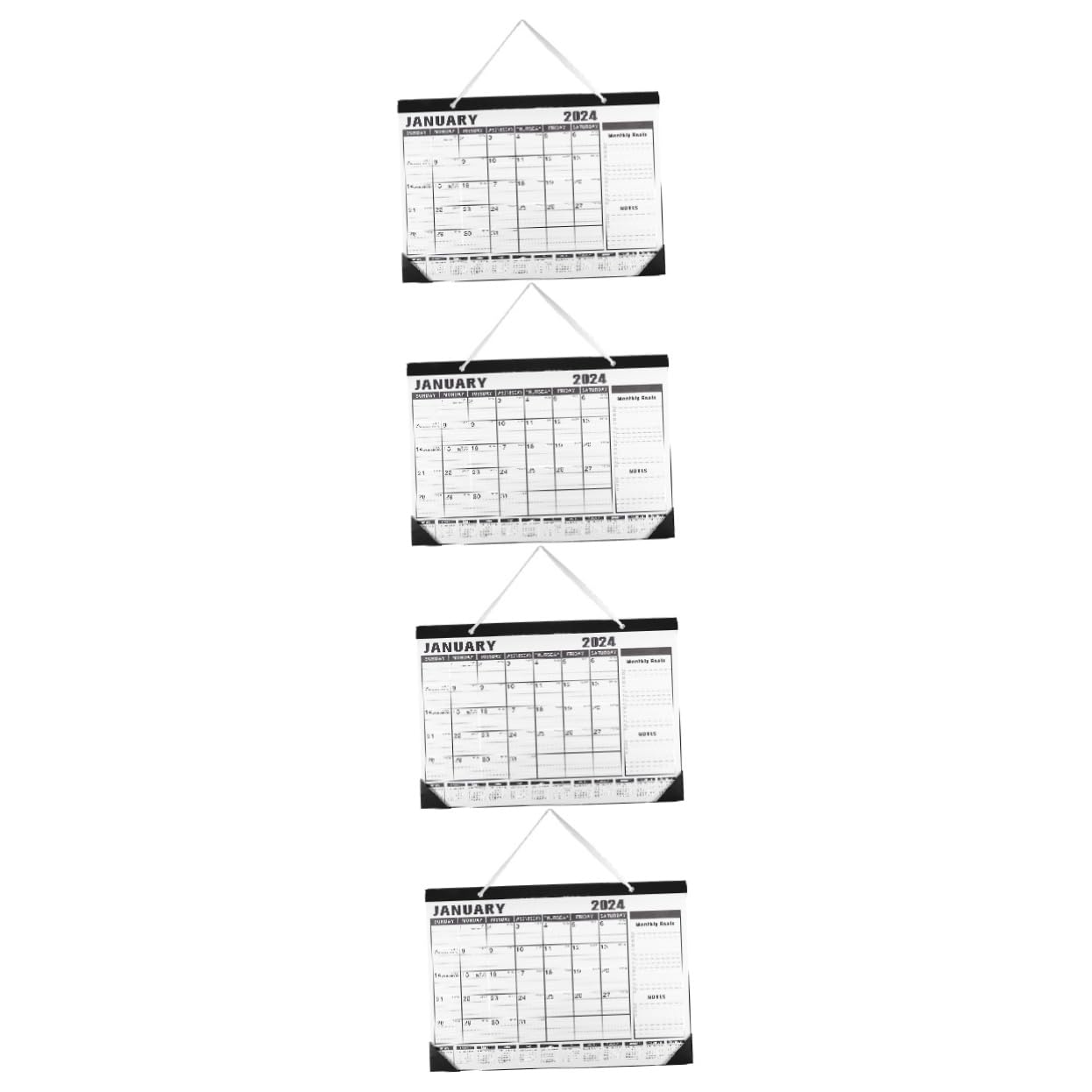 SHINEOFI 4pezzi Calendario Da Parete Inglese Con Scrittura Pianificazione Mensile Per Ufficio e Casa Design Casual e Resistente Calendario Festivo Per Organizzazione Giornaliera