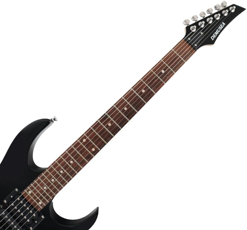 Electric guitar full size 24F single tremolo HSH pickups maple neck phoenix body 25.5inch scale length black color dot inlay 1V 1T 5ways toggle for starter beginner party show(BK)