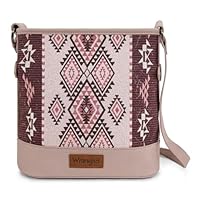 Wrangler Crossbody Bag for Women Aztec Print Western Style Crossover Purse With Adjustable Strap Pink WG213-2003PK