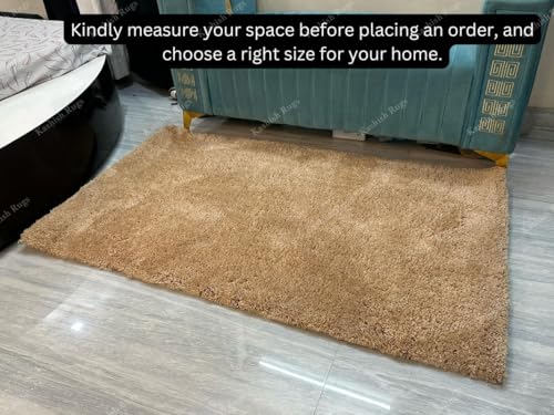 Image of Shaggy Carpet for Living Room 3 X 5 FEET Fluffy Plush Area Rug, Thick Fur Floor Carpet Modern Cozy Rug for Home Decor, Kids Room Bedside Hall, Durable Comfortable Shaggy Rug (Beige,)