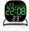 Valkyrie Dijital Yeşil LED Siyah Masa Saati Alarm Beyaz Derece 3 Kademe Işık, USB Destekli Modern Gece Lambalı Saat