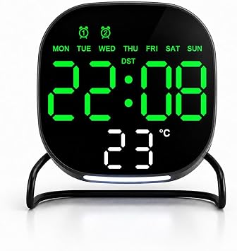 Valkyrie Dijital Ye il LED Siyah Masa Saati Alarm Beyaz Derece 3 Kademe I k, USB Destekli Modern Gece Lambal  Saat