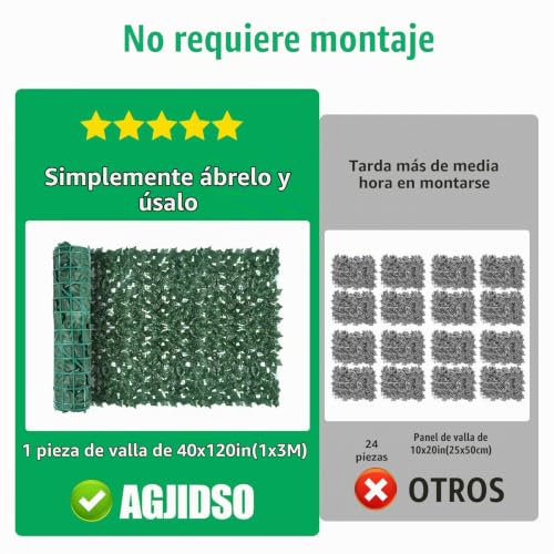 Pantalla de privacidad de hiedra artificial de 3 metros para vallas y ocultación 3