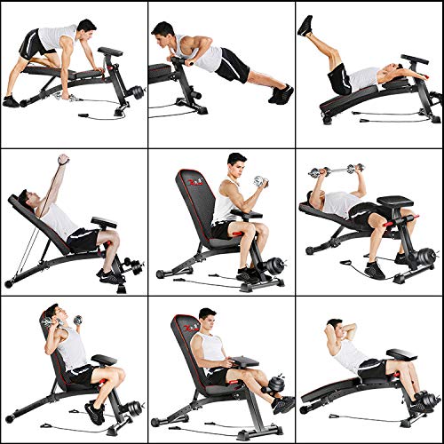 Adjustable 90°Flat Weight Bench Training Bench for Full Body Workout Multifunctional Foldable Fitness Flat Bench Weighted 300lb for Home Gym Incline Decline Perfect for Bench Press Sit-ups Leg Lifts