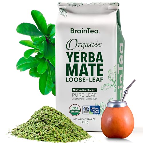 Yerba Mate Tea Organic 17.64 0z (500g) Loose Leaf - Brain Tea, Hi...