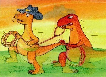 3D Lenticular POSTCARD-COWBOY DINO