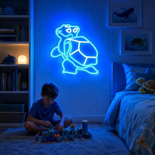 Image of Turtle Neon Sign Led Neon Lights Neon Signs for Wall Decor Light Up Sign for Birthday Party Club Gift