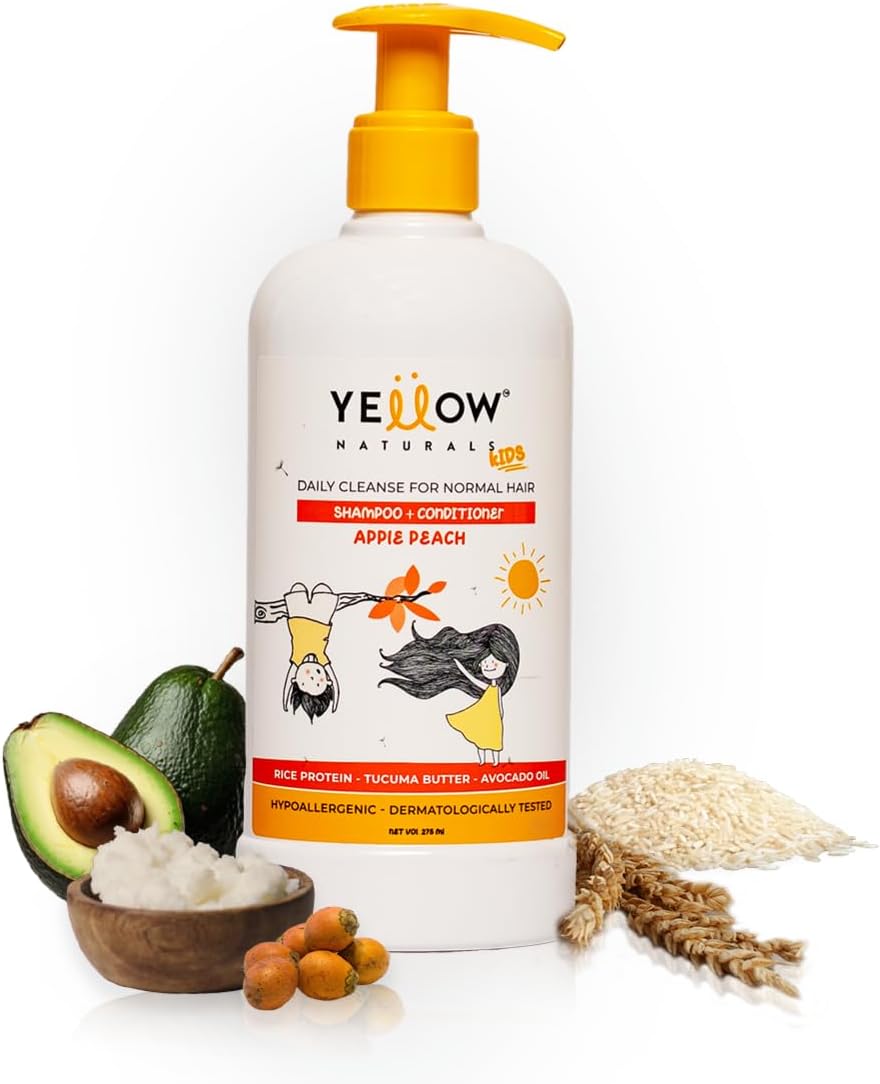Kids Shampoo for 4 to 12yrs-275 ml | Kids Conditioner, PH Balanced, Rice Protein & Tucuma Butter, Sulphate & Paraben Free, Daily Cleanse for Normal Hair (Apple Peach)