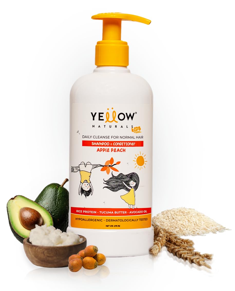 Kids Shampoo for 4 to 12yrs-275 ml | Kids Conditioner, PH Balanced, Rice Protein & Tucuma Butter, Sulphate & Paraben Free, Daily Cleanse for Normal Hair (Apple Peach)