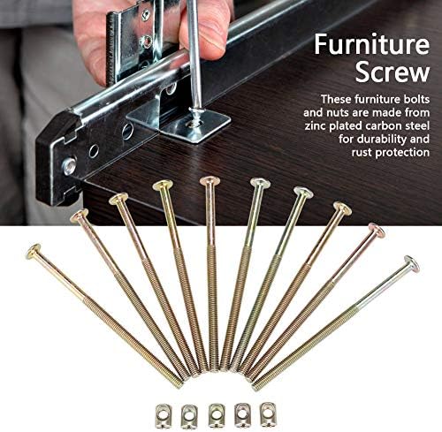 Furniture Connector Bolt,10PCS M6 Carbon Steel 120mm Furniture Bolts With 6mm Barrel Nuts Connector Fastener