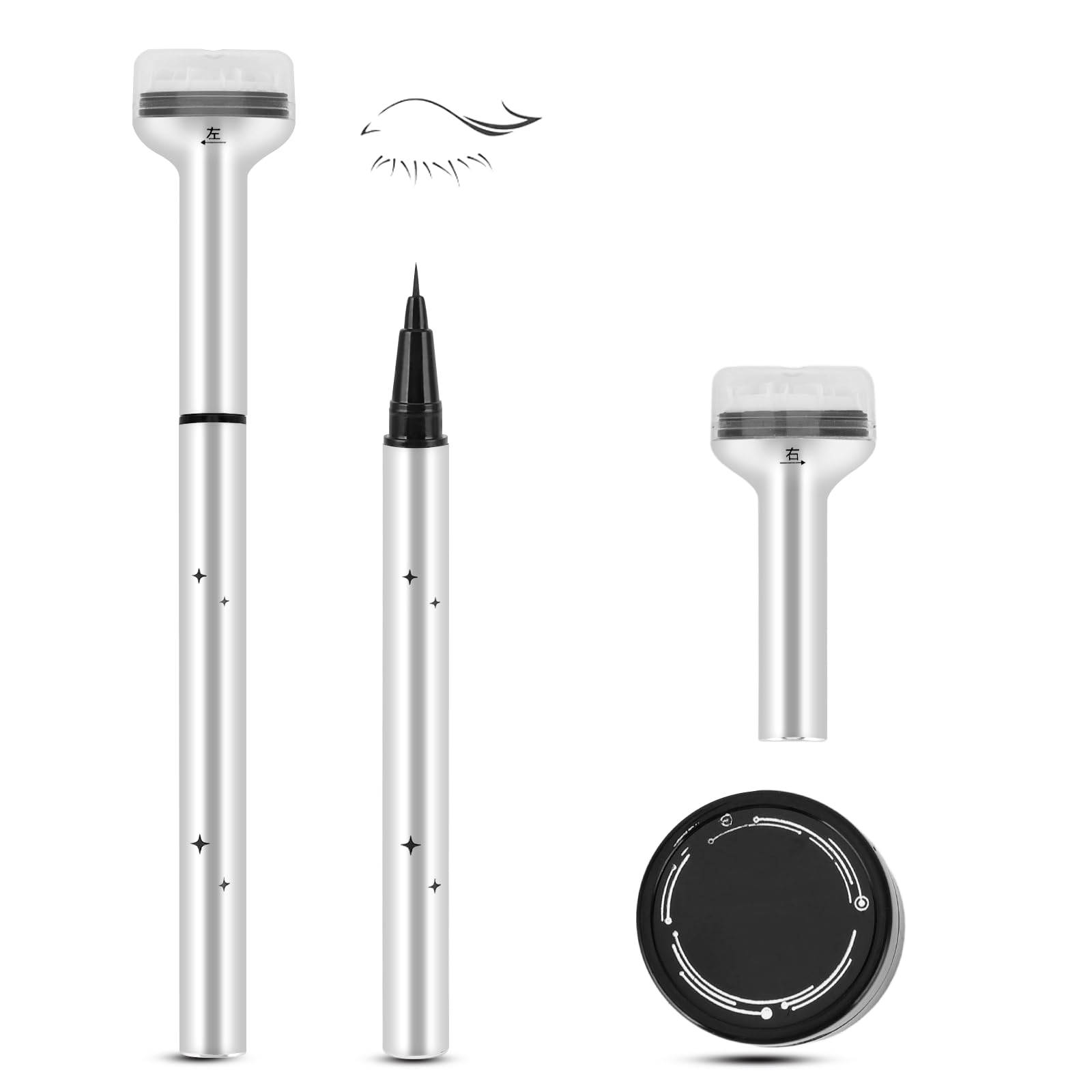 VINGVO Lower Eyelash Stamp, 2-in-1 Waterproof and Lower Eyelash Stamp Kit, Lazy Quick Eye Makeup Tool, Bottom Lash Stamp Tool look for Beginner (Black)