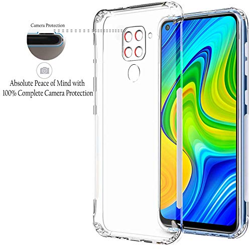 Image of Dashmesh Shopping Soft Back Cover for Redmi Note 9 Case with Best Camera Protection & Anti-Dust Plugs Built-in Ultra Clear Slim Transparent Shockproof Anti-Slip Grip