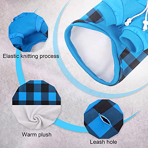 Dog Hoodie For Small Medium Dogs Cats, Soft Dog Sweatshirt, Plaid Puppy Pullover Hoodies For Small Dogs Boy Girl, English French Bulldog Hoodie, Warm Fleece Dog Winter Coat Outfit Vest,Blue Xs #TOP2