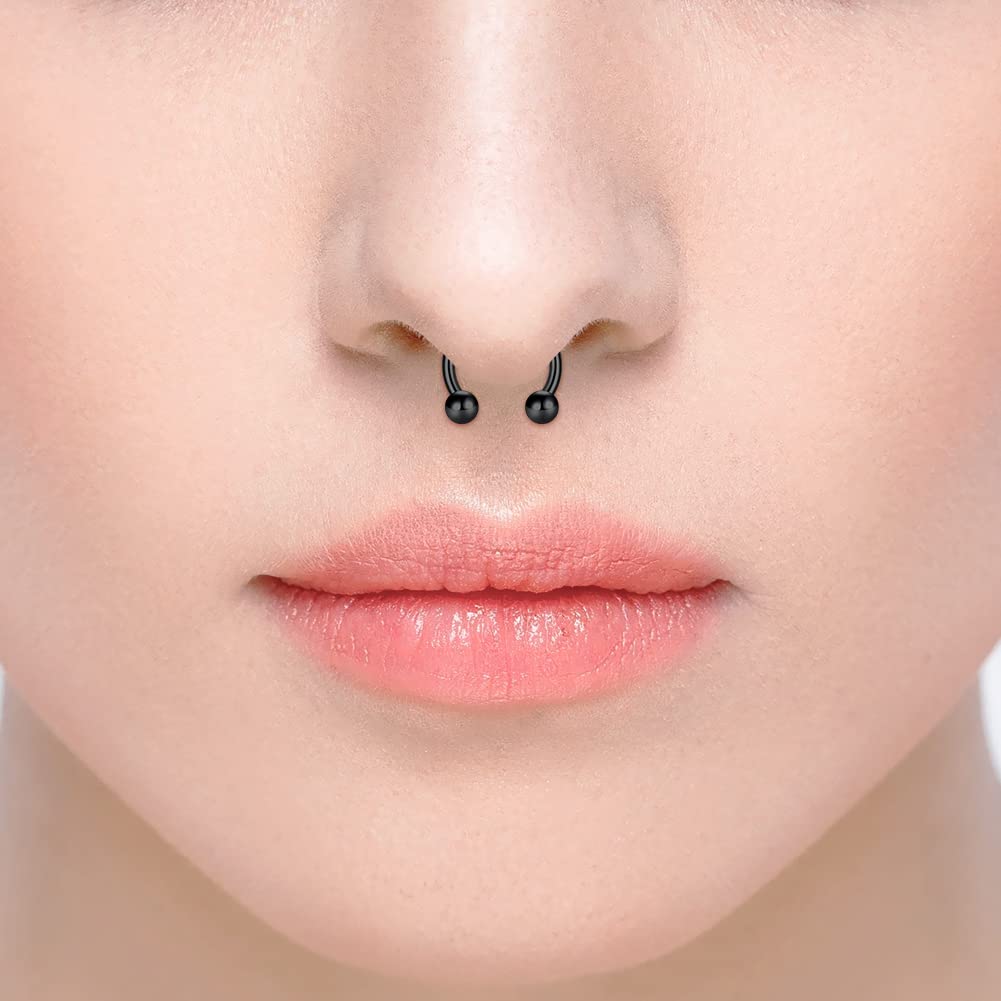 Briana Williams Septum Piercing Aro Nariz Herradura Acero Quirurgico 16G Helix con Bolitas Pendientes de Oreja Plata 6/8/10/12mm — view 4