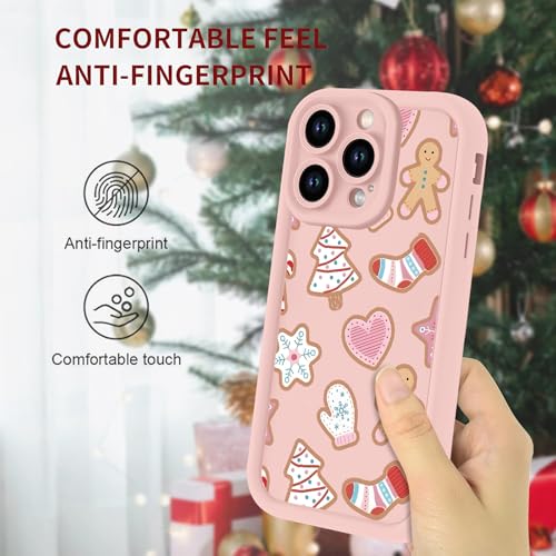 Christmas Phone Case for iPhone 14 Pro 6.1", Cute Christmas Tree Gingerbread Man Snowflake Pattern Gifts Case, Pink Aesthetic Protective Shockproof Silicone Cover for Women Girls Men -Pink Snowflakes by Cinysnt - Used condition - Image 4