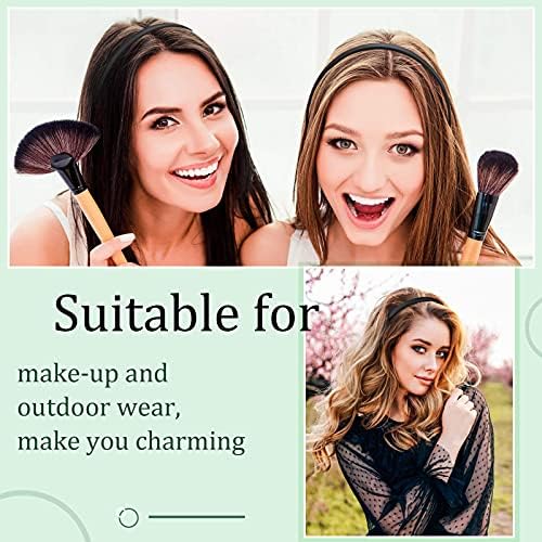 3 Pieces Skinny Plastic Headbands with Teeth Soft Headbands Plain DIY Hairbands Thin Headbands Headwears for Women Men Girls (Solid Black Pattern)