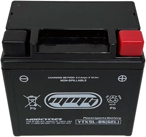Miniatura 5 de MMG YTX5L-BS - Batería de celda de gel, sellada de fábrica, deportes de motor de alto rendimiento, compatible con YTX5L-BS PTX5L-BS CTX5L-BS