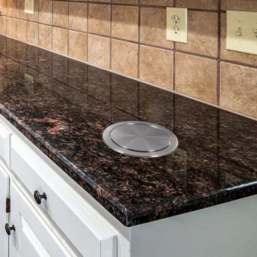 Image of Zerodeko Stainless Steel Trash can Lid Recessed Built-in Countertop Flap Cover for Kitchen and Bathroom Garbage Bin 9.37 Inch