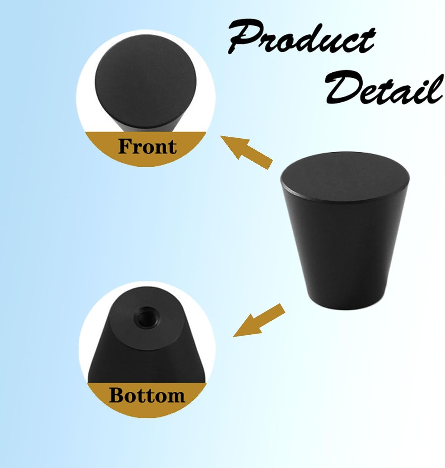 Drawer Knobs Black Matte, 6 Pack Modern Kitchen Cabinet Pulls Round Solid, Furniture Door Hardware Handles for Drawers Cupboard Dresser Wardrobe Closet, 20x23mm