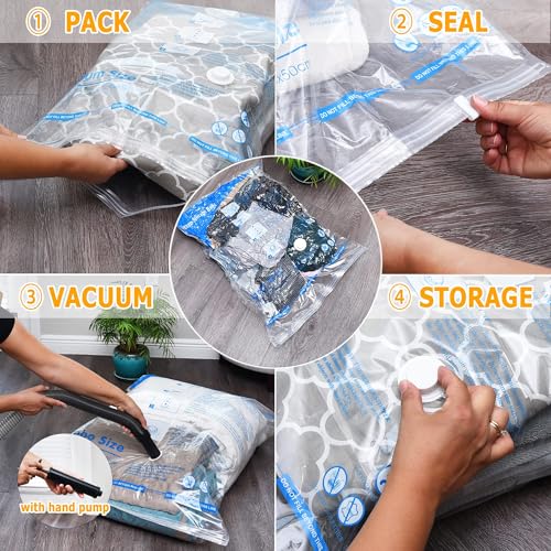 MEIQIHOME 6er Set Vakuumbeutel Groß für Kleidung, platzsparende Aufbewahrungsbeutel für Koffer & Zuhause, mehrfach verwendbar