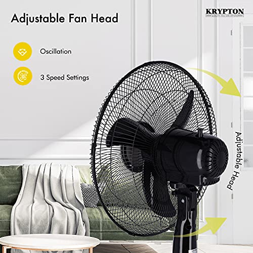 مروحة ستاند 3 سرعات من كريبتون، اسود-KNF6153