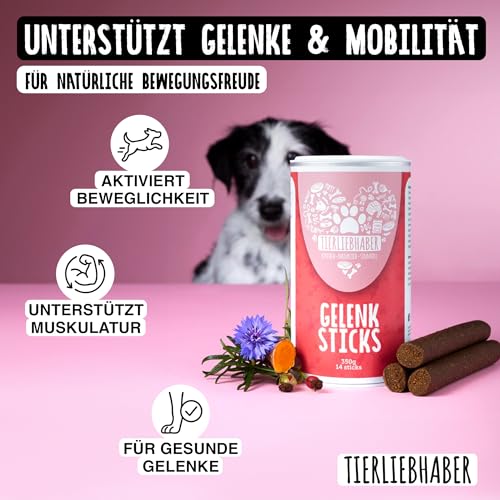TIERLIEBHABER – Gelenk Sticks 350 g Grünlippmuschel Hund & Teufelskralle Hund – Unterstützt Bewegungsapparat & Gelenke – Kollagen, MSM & natürliche Nährstoffe – Gelenkfit Ergänzung – Dog Snacks