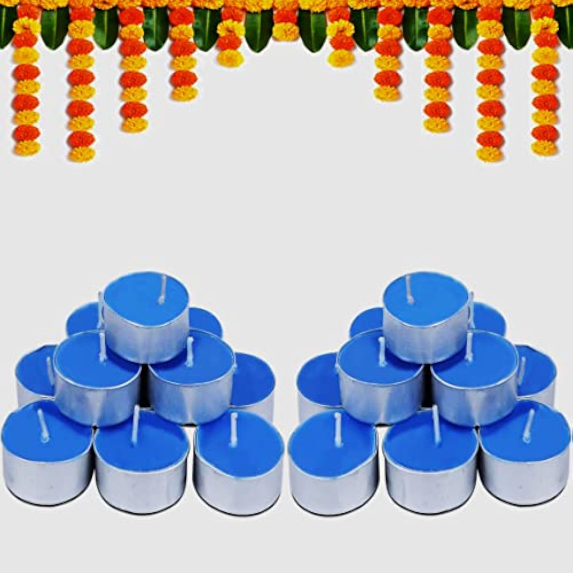 Blue Color Unscented Tea Light Candles, Set of 25