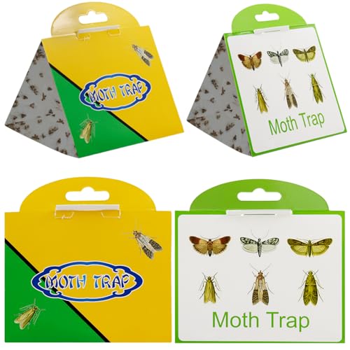 Meanju 6 Piezas Avispas Ichneumon contra polillas de los Alimentos y polillas de la Ropa, Trampa para polillas de los Alimentos, Trampa para polillas 2 en 1(Amarillo-Verde)
