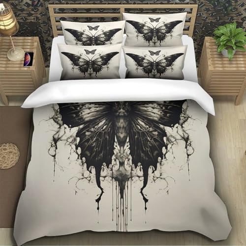 Housse de couette papillon microfibre anti-plis pour lit simple style gothique