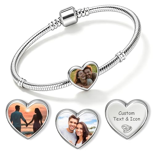 Image of Personalised Photo Heart Bracelet Custom Picture Jewellery Stainless Steel