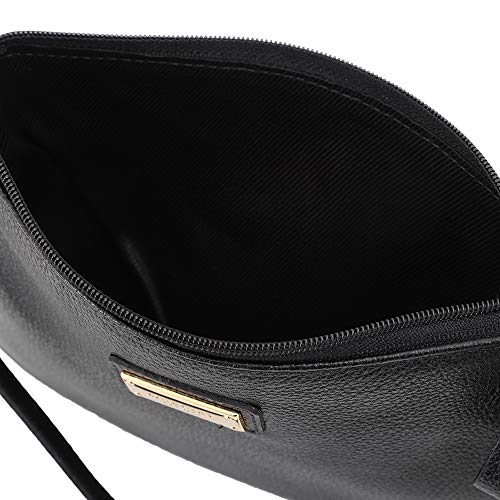Bolsa Feminina Transversal Zíper Couro Legítimo Mariart 199 (Preto)