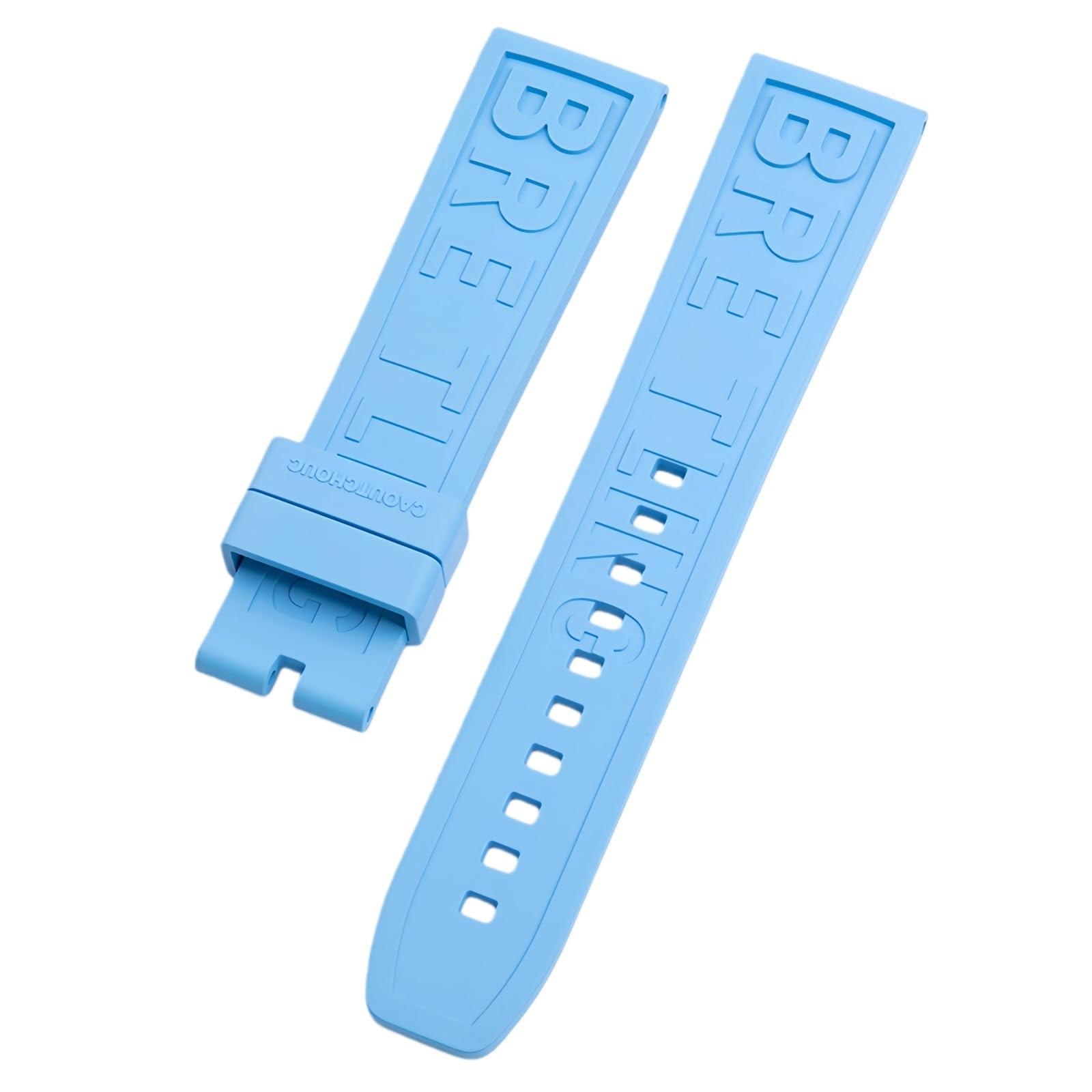 ROUHO Flexible Rubber Watch Strap Replacement Sweatproof Watch Band for Breitling Superocean Blackbird-Sky Blue 24mm
