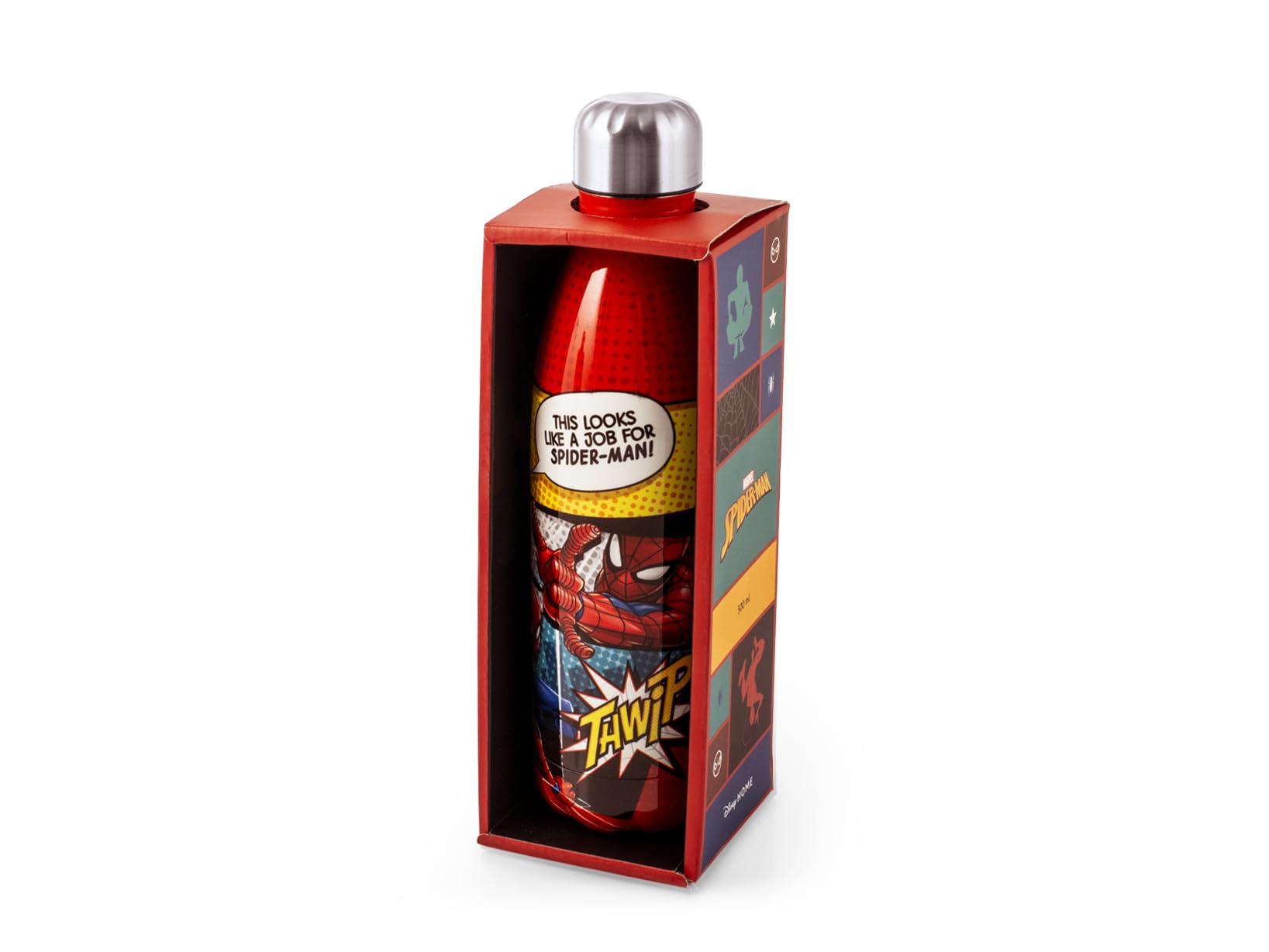 H&H, Bottiglia Termica Spiderman Black Marvel In Acciaio Inox 18/10-0,5