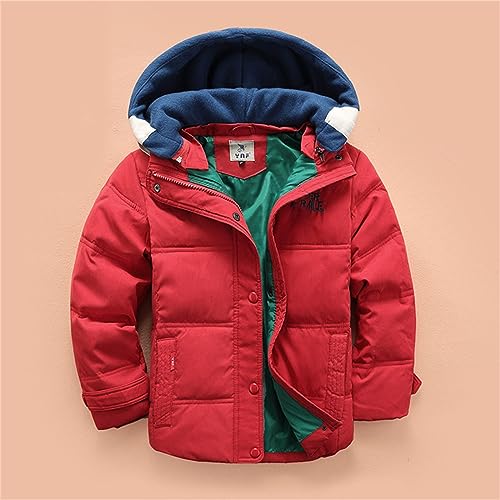 Kids Boys Girls Hooded Down Coats Toddler Baby Winter Jackets Outerwear Hoodie Clothes Zipper Padded (Red, 8-9 Years)3