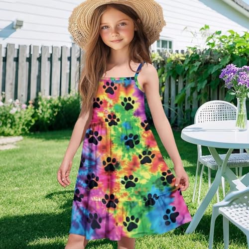 Youngerbaby Dresses for Girls 3-14T Spaghetti Strap Midi Sundresses Summer Dress A Line Swing Twirly Skater Tunic Dresses4