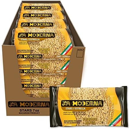 La Moderna Stars Pasta, Noodles, Durum Wheat, Protein, Fiber, Vitamins, 7 Oz, Pack of 20