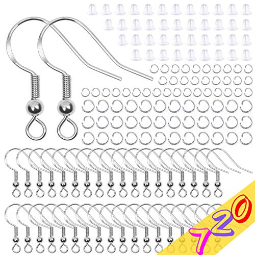 Earrings Making Supplies, Anezus 720Pcs Earring Making Kit with Hypoallergenic Earring Hooks, Earring Backs and Jump Rings for Earring Making and Repair